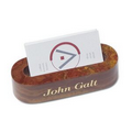 Oval Marble Business Card Holder (Swirl Amber Onyx Brown)